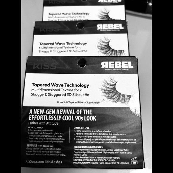 KISS Lash Couture Rebel Voluminous Shaggy Faux Mink Effect-3D Smudged-3 Box Set - Picture 3 of 3